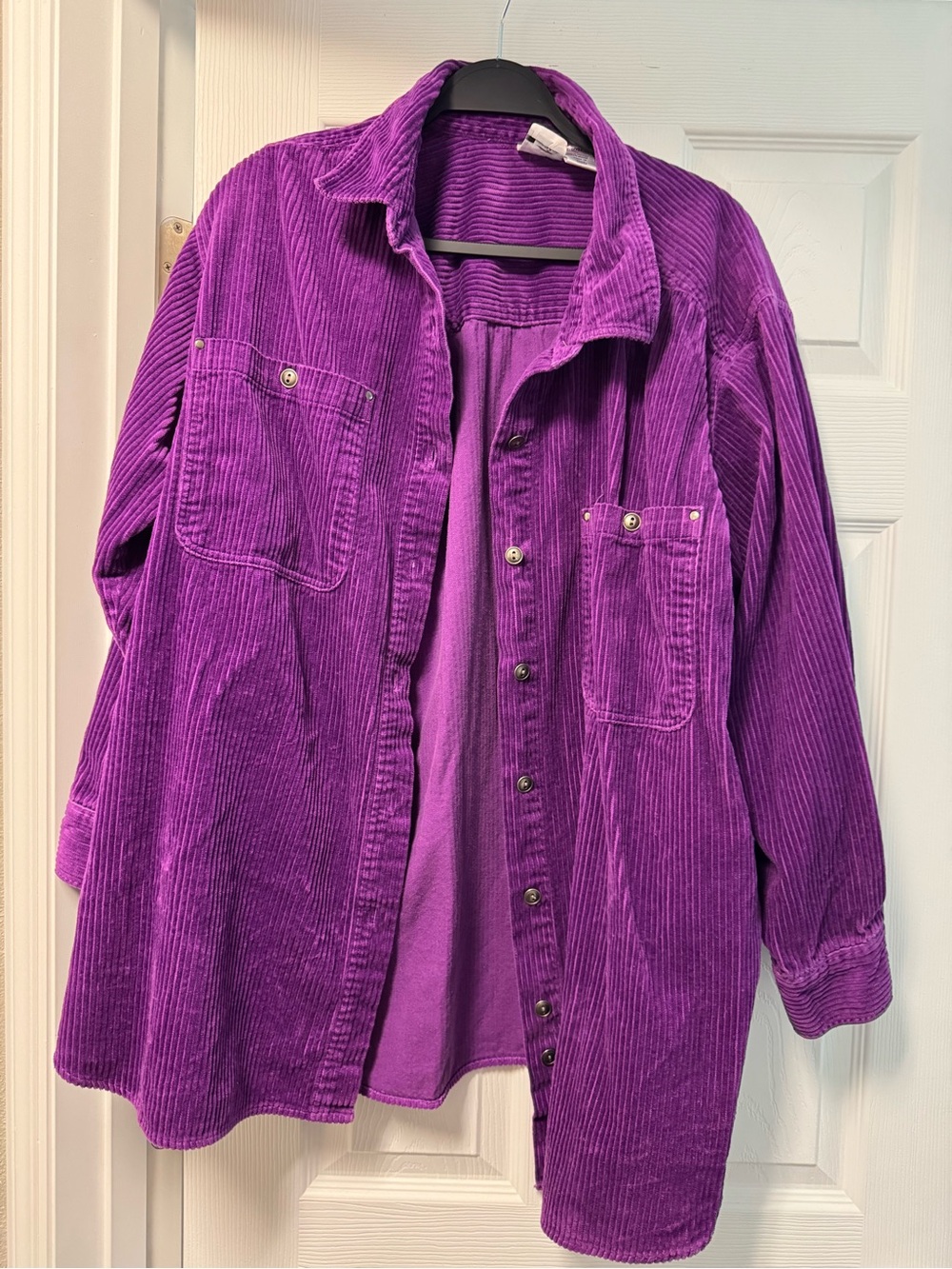 Roaman's Purple Corduroy Button-Down Shirt Jacket 100% Cotton